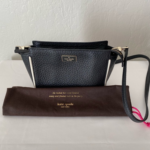 kate spade Bags Kate Spade Blackwhite Trim Leather Purse In Excellent Condition With Dust